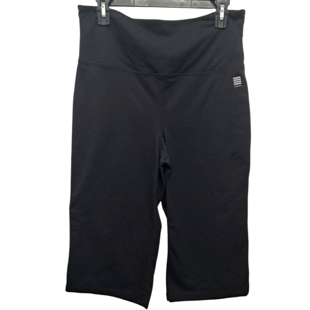 Lands'End Women's Capri Sports Leggings Size S Black.